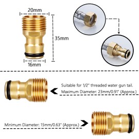 3 Pack Garden Hose Connector for Shower Hose, 1/2 inch Brass Male Threaded Tap Adapter, Shower Hose Connector for Outside Garden Hose Pipe, Female Threaded Tap, Ball Valve Adapter Fitting