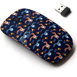 2.4G Wireless Mouse with Cute Pattern Design for All Laptops and Desktops with Nano Receiver - Childish Cute Bunnies
