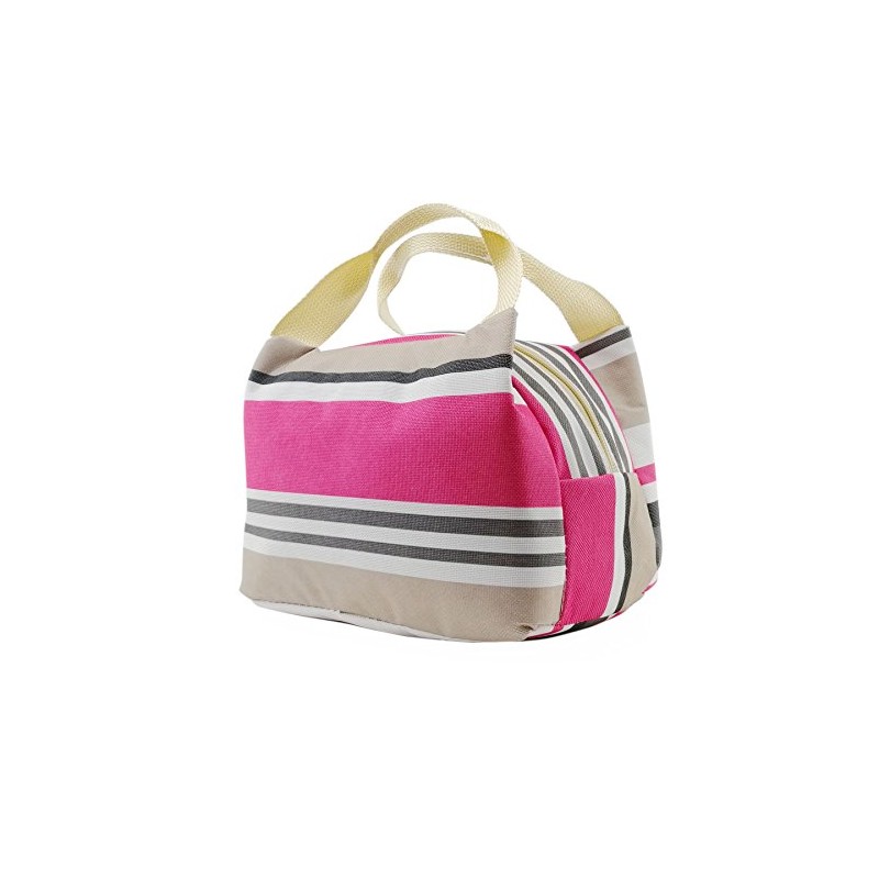 Vinsani Insulated Striped Canvas Thermal Lunch Bag Reusable Portable Cooler