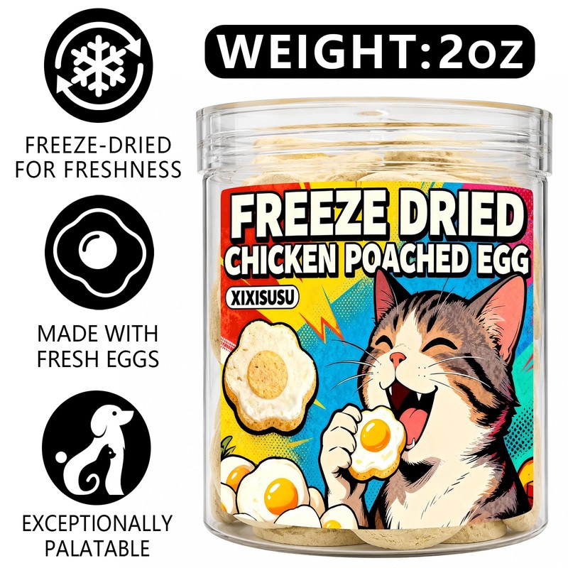 xixisusu Freeze Dried Sunny Side Up Egg Treats for Dogs,