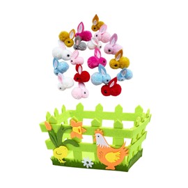 SM SunniMix Prefilled Easter Basket Basket Stuffers Fillers Organizer Gift Stuffed Animals Rabbits for Holiday Adults Boys Girls Children, Fence Hen