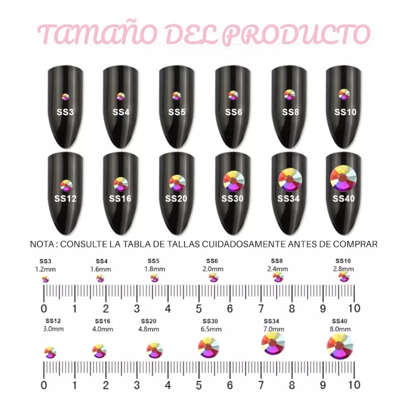 A4f Solutions 1440pzs Pedrería Cristal Tornasol Para Uñas Decoración Ss4
