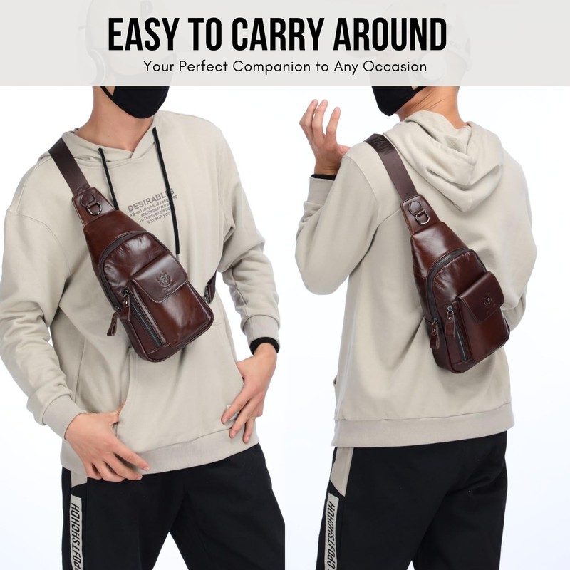 WeeDee Sling Bag Leather Shoulder Bag Chest Bag Shoulder Bag