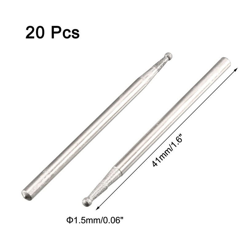 Sourcingmap 2.35mm Shank 1.5mm Dia Diamond Head Ball Shaped Grinding