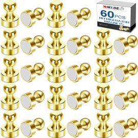 MIKEDE Whiteboard Magnets, 60Pcs Fridge Magnets Small Magnetic Push Pins Strong Magnets for Whiteboard, Gold Neodymium Refrigerator Magnets Perfect for School, Classroom,Kitchen and Map Magnets