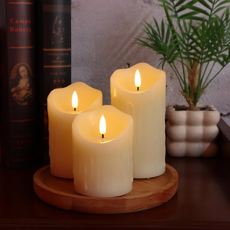 Warmhere Rechargeable Flameless Candles, Flickering LED Candles with Remote and