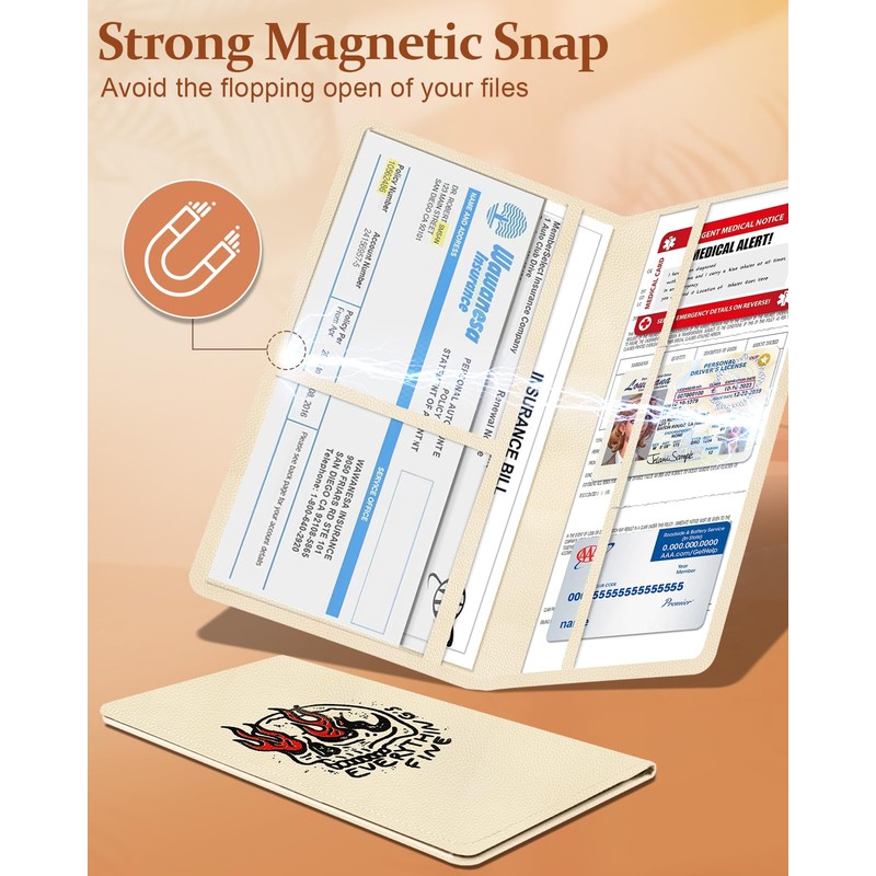 Slohif Car Registration and Insurance Card Holder with Magnetic Shut