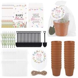 Aneco 48 Sets Baby Shower Party Favors Seed Packet for Guests Include Self Adhesive Seed Envelopes Organza Bags Flowerpot Cards Garden Shovel Flower Bouquet for Spring Shower Gifts(No Seeds)