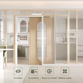 EaseLife 42x80in Pocket Door Frame Kit with Two-Way Soft Close Mechanism for 2X4 Studs Wall,Sliding Hardware for 24"-42" Wide Door,Aluminum,Slide Smoothly Quietly,Easy Install,No Doors (42in x 80in)