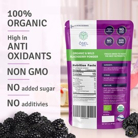 ÖSEL BERRY Organic Blackberry Powder 3oz USDA Certified - No Sugar Added Freeze Dried Blackberries Organic Ideal for Smoothies Breakfast & Baking, No Fillers or Additives