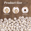 PONABEADIY 1 Box 800PCS 8MM White Gold Round Crucifix Cross