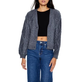 Forever 21 Women's Cable Knit Cardigan Sweater Grey