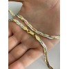 Handmade 925 Silver Tri-Color Yellow Rose Gold Plated Twisted Braided