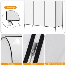 Syeeiex 5ft Breathable Clothes Rack Cover with 2 Zips, Non-Woven Garment Bag, Long, 152 x 152 x 50 cm, Dust Protection, Hanger, Clothes Cover for Clothes Rail