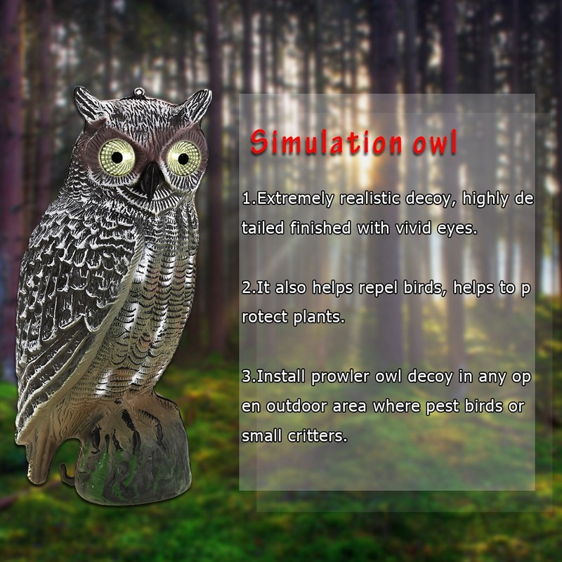 Solar Powered Owl Hunting Decoy Bird Scarer Deterrent Pest Control