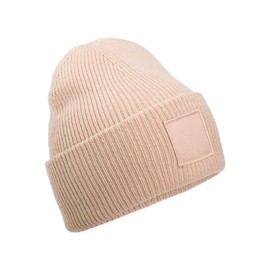 Beechfield - Deep Cuffed Tonal Patch Beanie Beanie with Double Layer Knit - Beanie Hat Men, Beanie Hats for Women, Winter Hat, Thermal Hat - Contains Recycled Polyester Peach