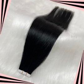 HELENE Tape in Hair Extensions Black Tape in Hair Extensions Real Human Hair Black Remy Hair Extensions Tape in Human Hair Tape in Extensions Black Hair Extensions 16 Inch 50g 20pcs
