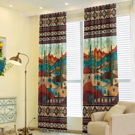 ZFRXIGN Aztec Tribal Curtains 84 Inch Length 2 Panels Set Geometric Blackout Curtains for Living Room Lightweight Room Darkening Curtains Window Drapes for Bedroom