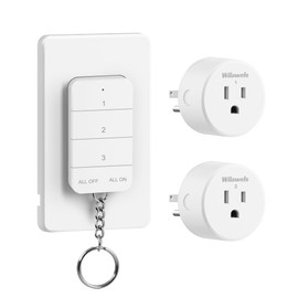 Remote Control Outlet, WILAWELS Wireless Light Switch with Magnetic Base, On Off Remote Outlet Switch for Lights, Lamps, Fan, Appliance, 100ft RF Range, 15A/1875W, One Remote for Two Plugs