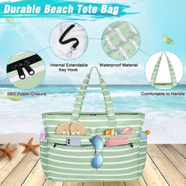 HUANLANG Beach Bags for Women Vacation Waterproof Beach Tote Bag Extra Large, Pool Bag with Zipper & Wet Pocket