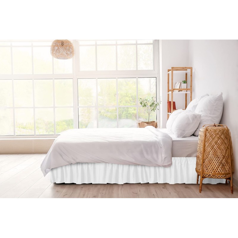 Ruffled Bed Skirt Queen Size with 12 in Drop &