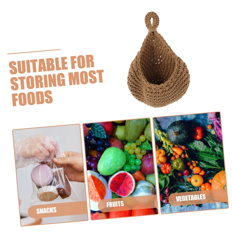 LABRIMP Jute Rope Hanging Basket Fruit Storage Wall-mounted Vegetable Organizer