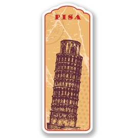 2 x Pisa Italy Vinyl Sticker Bike Laptop Luggage Vintage Label Gift Travel #4333 (4cm Wide x 10cm Tall)