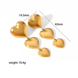 Heart Earrings For Women Gold Drop Earrings Three Heart Drop Earrings Heart Dangly Earrings For Women Heart Hoop Earrings Heart Statement Dangle Earrings For Women Girls