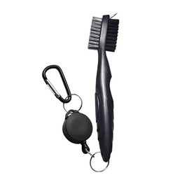 NuRich Tiger Golf Club Groove Brush Cleaning Lightweight Dual Bristle Golf Accessories Cleaner Tool with Retractable Zip-line Aluminum Carabiner for Easy Golf Bag or Golf Frogger Attachment On Course