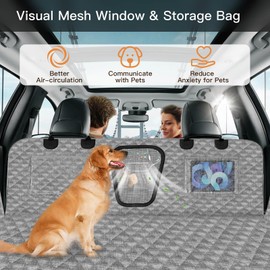 FEBKIAI Dog Car Seat Cover, Upgraded Heavy Duty Dog Seat Cover for Back Seat, Waterproof Dog Hammock Back Seat Extender for Dogs for Car, SUV, Truck, Grey 54" W x 64" L