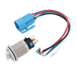 Be In Your Mind 19mm 5Pin 12V~24V Rotary Switch 2 Positions with Blue Led Light Latching Selector Switch SPDT 1NO 1NC