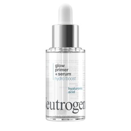 Neutrogena Hydro Boost Glow Booster Primer & Serum, Suero-a-prebase facial hidratante y humectante híbrido, infundido con ácido hialurónico purificado y diseñado para hidratar instantáneamente, 1.0 fl