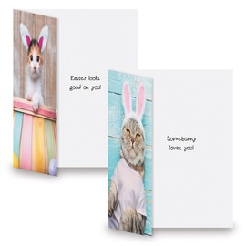 Current Picture This Dog & Cat Easter Value Greeting Card Set - Value Pack of 8 Cards for Kids & Adults With White Envelopes, 2 Design Prints, Large 5" x 7" Greetings