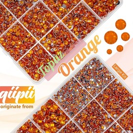 qiipii Orange Red Crystal Resin Rhinestones w B7000 Jewelry Glue for Bedazzling Crafting 2mm 3mm 4mm 5mm 6mm Flatback Stones Diamonds Crystals Gems Charms for Nails Face Eyes Makeup Tumblers Crafts