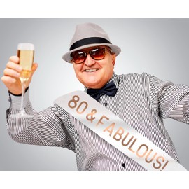 80th Birthday Sash, 80 & Fabulous Sash, 80th Birthday Gifts for Happy 80th Birthday Party Favor Supplies, 80th Birthday Decorations for Women, 80th Birthday Party Decorations Happy 80th Birthday