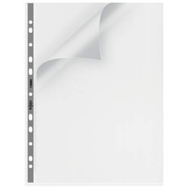 Rexel Nyrex Premium A4 Punched Pocket with Grey Spine, Clear, Top & Left Opening, Pack of 25, 13682,90 Micron