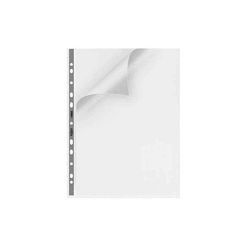 Rexel Nyrex Premium A4 Punched Pocket with Grey Spine, Clear,
