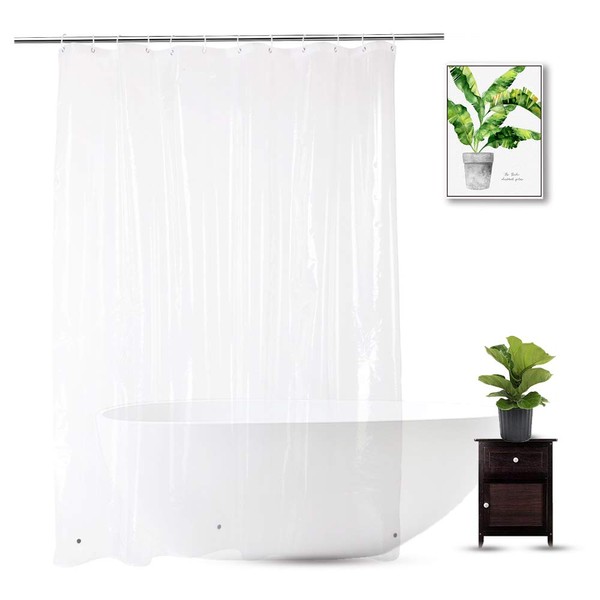WellColor Clear Shower Curtain Liner 72 x 75 inch, PEVA