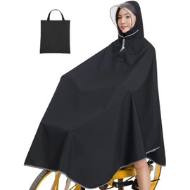 HeiDiga Women's Raincoat, Poncho, Bicycle, Lightweight, Waterproof, Rain Gear, Reflective Material, Transparent Visor, Double Brim Included, Rain Feather, Men's, Large Size, Windproof, For Work or
