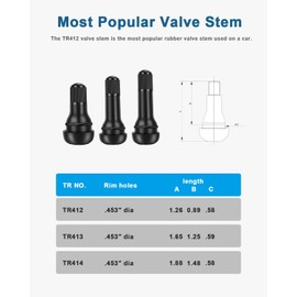 Riseuvo 120 Pcs TR412 TR413 TR414 Tire Valve Stems - Rubber Snap-in Valves for 0.453" Rim Hole Universal Fit Car, Truck, Trailer, ATV, Lawn Mower