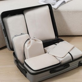 7-piece compressed pouch set, organizing supplies, compressed pack, travel supplies, 7-piece compressed pouch set Black [NF052]