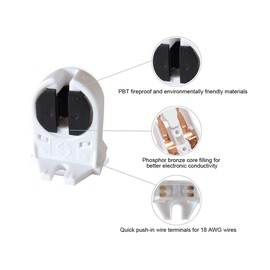 GXILEE T5 Sockets, Non shunted tombstones T5 lamp Holders for T5 LED Fluorescent Tube Light Sockets Replacements, VDE Listed (50)