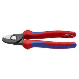 KNIPEX Tools - Cable Shears, Twin Cutting Edge, Multi-Component, Tethered Attachment (9512165TBKA)