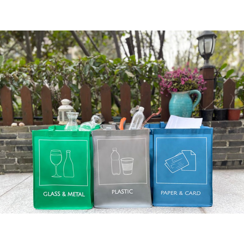 YOUNG DA Reusable Recycle Bags, 3-Piece Separate Recycling Bin Set