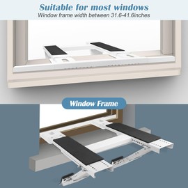 Solaradgy Window AC Bracket, No-Drill AC Window Bracket Compatible with Single & Double-Hung Windows, Heavy-Duty Holds Up to 220lbs, Double-Pole Reinforced Design