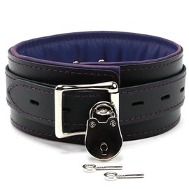 VP Leather Mandrake Latigo Leather Lambskin Handcrafted Padded Collar (Small, Dark Purple)