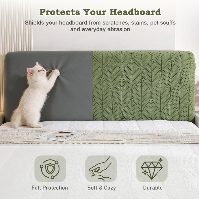 Seivunol Headboard Cover for King Size Bed 150cm Wide, Green