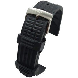 Max Quick Release FKM Rubber Divers Watch Strap Replacement Band Waffle Style Fluororubber (22mm, Black)