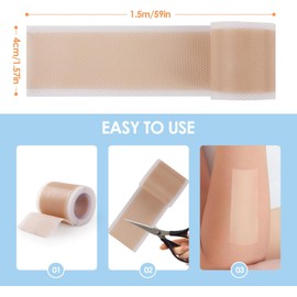Parches de Silicona para Cicatrices, GeeRic 4cm x 1.5m Cinta de Silicona para Reducir la Apariencia de Cicatrices Láminas de Silicona Reutilizables para Cesárea, Cirugía, Acné y Estrías Transpirables