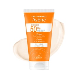 Avene Protector Solar Facial Dermatológico Sin Color FPS50+, Bloqueador Solar Facial para Piel Seca y Sensible, Protección UVA UVB, Efecto Invisible, 50ml